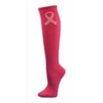 thumbnail image 2 of COUVER Womens Cotton Knee High Socks Bright Pink Ribbon Large 3 Pairs Women's, 2 of 6