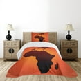 thumbnail image 4 of Ambesonne African Quilted Bedspread Set 2 Pcs, Savannah Map with Continent, Twin Size, Orange and Brown, 4 of 5