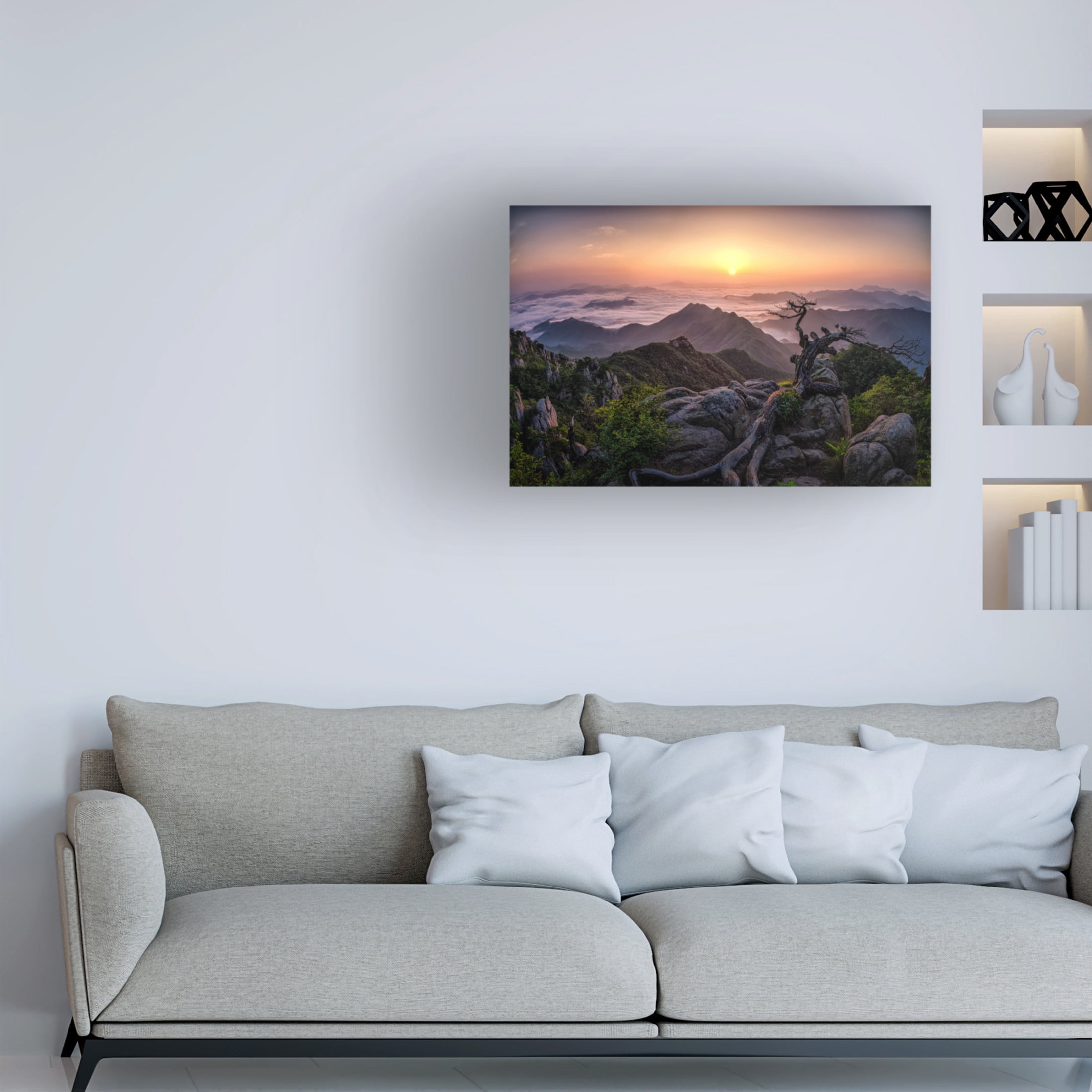 Canvas Wall Art - Tiger Seo 'Sunrise On Top' Wall Art for Living Room, Bedroom, or Office Décor by Trademark Fine Art - 19 x 12 Inches
