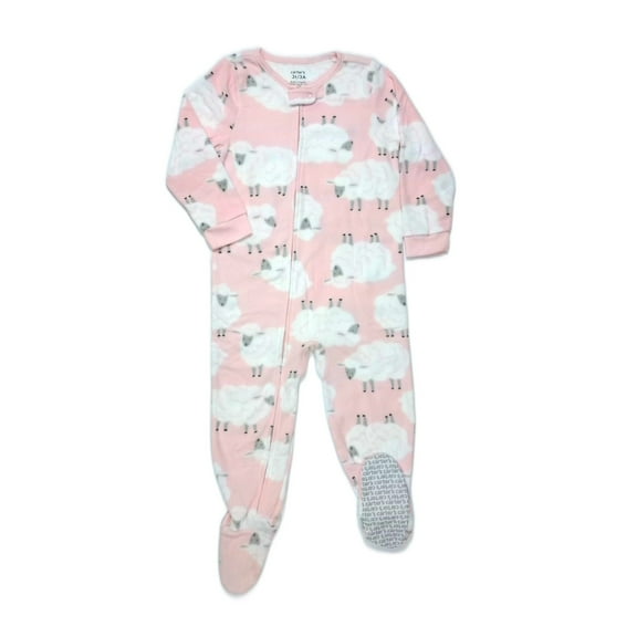 Carter's Toddler Girl's Sheep Print Pink Fleece Footed Pajama Sleeper, Size 3T