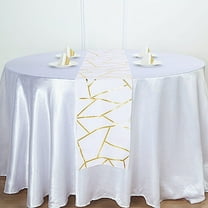 BalsaCircle 12" x 108" White Gold Geometric Polyester Table Runner Wedding Party Linens