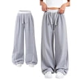 thumbnail image 2 of Yuncity Sweatpants For Girls Solid Tone Elastic Waistband Casual Daily Sweat Pants For Girls Size Grey, 2 of 7