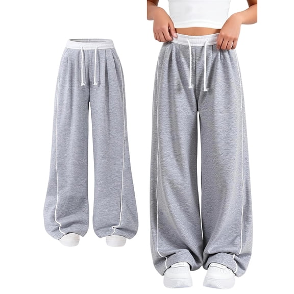 jiaxiM Sweatpants for Girls Baggy Wide Leg Sweat Pants Oversized Drawstring Elastic Waist Joggers Kids Cute Fall Clothes