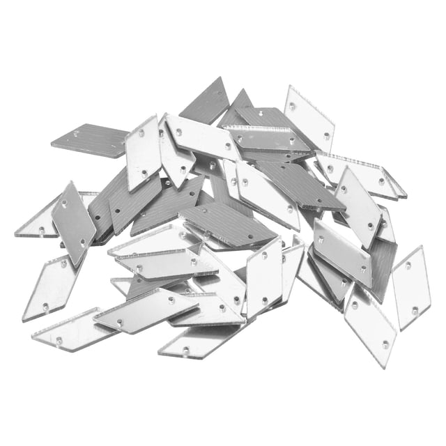 50uds Coser Acrílico Irregular Espejo Pieza Bricolaje Espejadas Imitación Diamante Espejo Cuentas para Noche Vestidos Tela Prenda Plata 29x10mm
