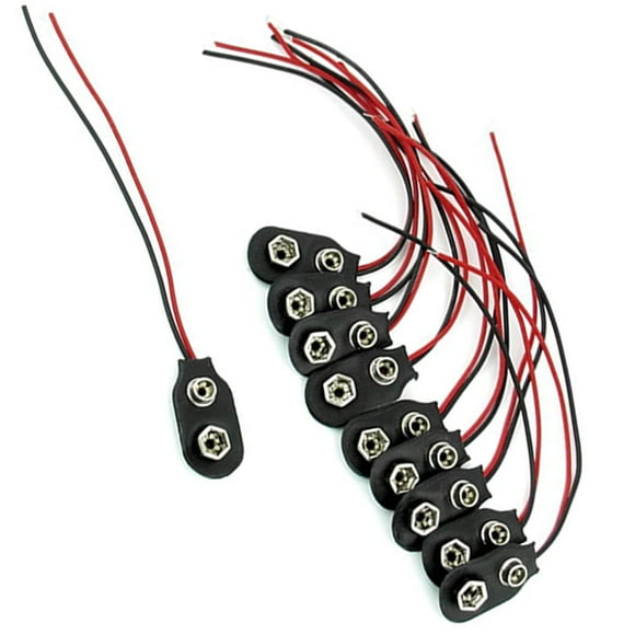 50pcs I Type Snap 9V Battery Clip Connector with Cable (Black)