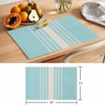 thumbnail image 6 of Aqua Beige Striped Placemats Set of 8 Modern Farmhouse Retro Lines Place Mats Indoor Wipeable Table Mats Washable Cloth Dining Table Placemats for Kitchen Holiday Party Home Decor 13x19 Inch, 6 of 9