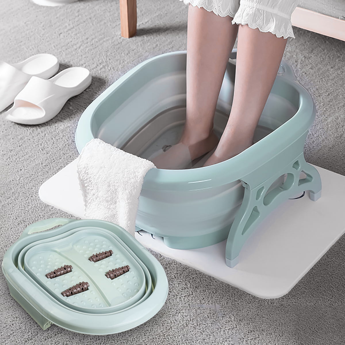 Foot Spa Collapsible Foot Bath Massager,Large Foot Soak Tub for Soaking  with Foot Massage Rollers as Pedicure Kit | Great for Callus Remover Foot  