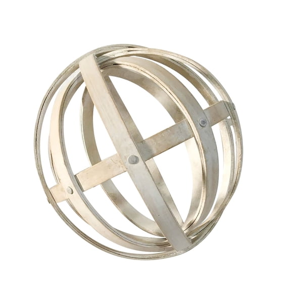 A&B Home 10.5" Decorative Ball in White-Color:Whitewash,Style:Contemporary