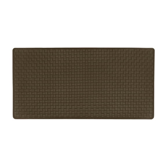 Achim Anti Fatigue Mat, Woven Embossed Faux Leather Kitchen Solid Rectangle, Espresso, 20" x 39"