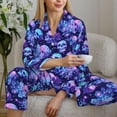 thumbnail image 6 of Honeii crystal Skull flower star print Women's Pajama Sets Long Sleeve Button Down Sleepwear Nightwear Soft Pjs Lounge Sets-Medium, 6 of 7
