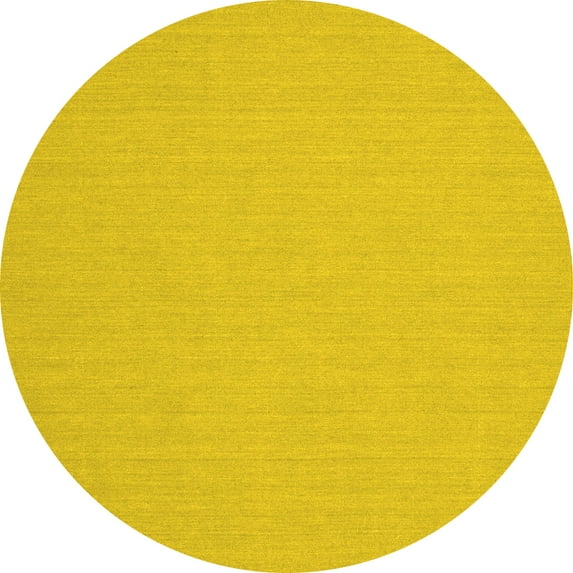 Ahgly Company Machine Washable Indoor Round Solid Yellow Modern Area Rugs, 6' Round