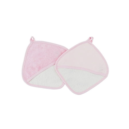 Trim Organic Cotton - Under the Nile Organic Cotton Baby Girl Striped Wash Mitt Set Pale Pink Stripe with Pale Pink Trim