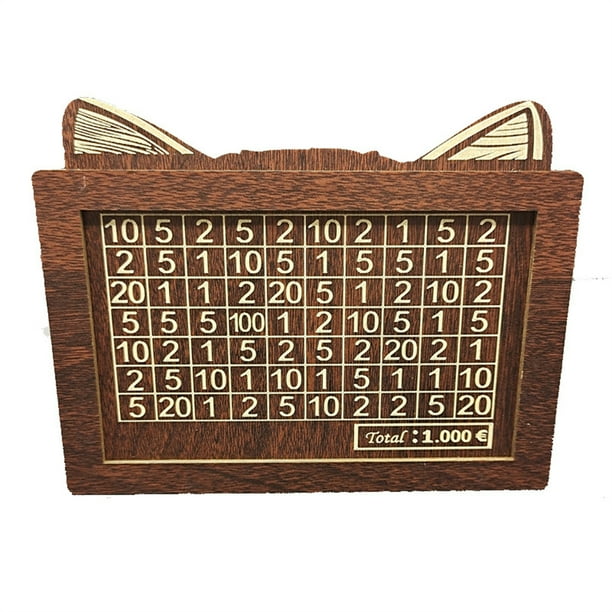 Caja de almacenamiento de banco retro de madera con números graduados