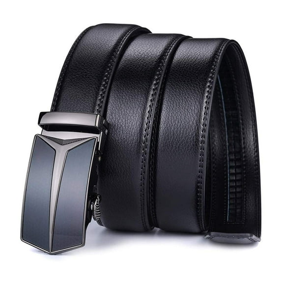 Mens Belt, Leather Ratchet Belt for Men Dress 1 3/8", Adjustable Trim to Exact Fit, Automatic Buckle Belt