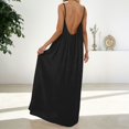 thumbnail image 6 of Backless Cami Dress Womens Summer Sleeveless Maxi Dress Beach Boho Dresses (Black S), 6 of 7