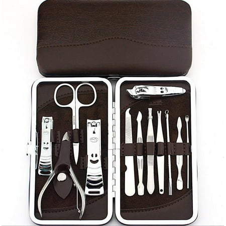 12-Piece Stainless Steel Manicure and Pedicure Cuticle Nail Toenail Clippers Grooming Set with Portable Travel Case Beauty Care (Best Mens Manicure Set)
