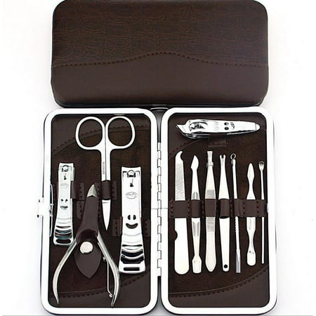 12-Piece Stainless Steel Manicure and Pedicure Cuticle Nail Toenail Clippers Grooming Set with Portable Travel Case Beauty Care (Best Quality Mens Manicure Set)