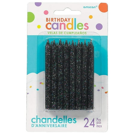 Amscan Large 3.25" Black Spiral Candle Sets (24ct) Party Supplies, 3 1/4"
