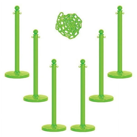 Barrier Post Kit, Safety Green, 40 in Post Height, Gloss