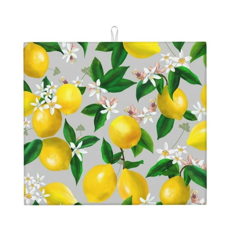 

Naloa Lemon Seamless Pattern Oil Painting Effect Dish Drying Mat for Kitchen Counter Heat Resistant Drainer Mats Absorbent Draining Mat Dish Rack Pad 16 x18