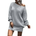 thumbnail image 5 of Meichang Women's Off Shoulder Sweater Dress Fall Winter Casual Lantern Long Sleeve Short Knit Dress Wedding Guest Pullover Mini Dresses, 5 of 10