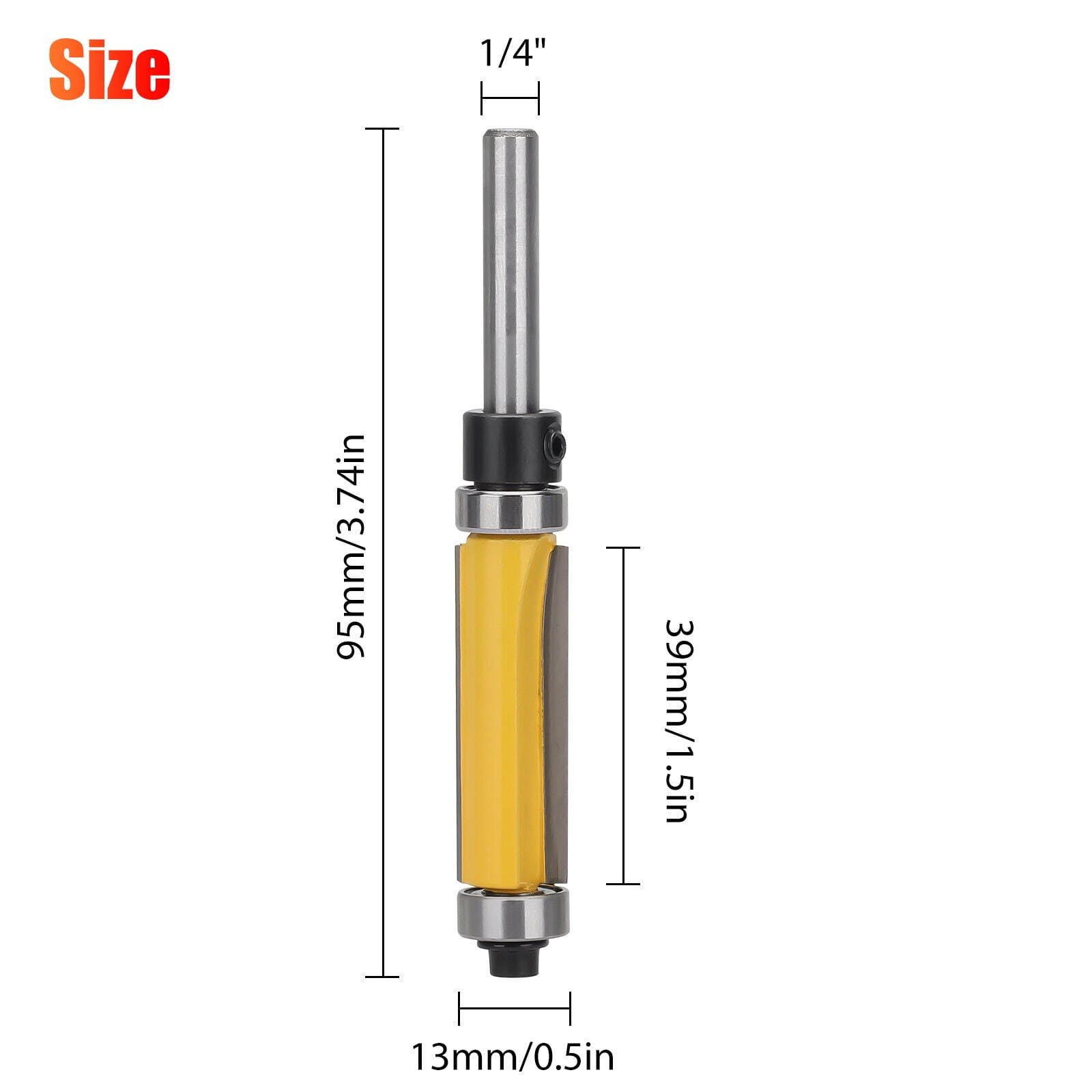 2Pcs 1-1/2" 1/4" Shank Flush Trim Top Bottom Bearing Router Bit Woodworking Tool