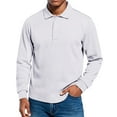 thumbnail image 2 of Mens Long Sleeve Polo Shirts Casual Knit V Neck Collared Tshirts Solid Fashion Pullovers, 2 of 3