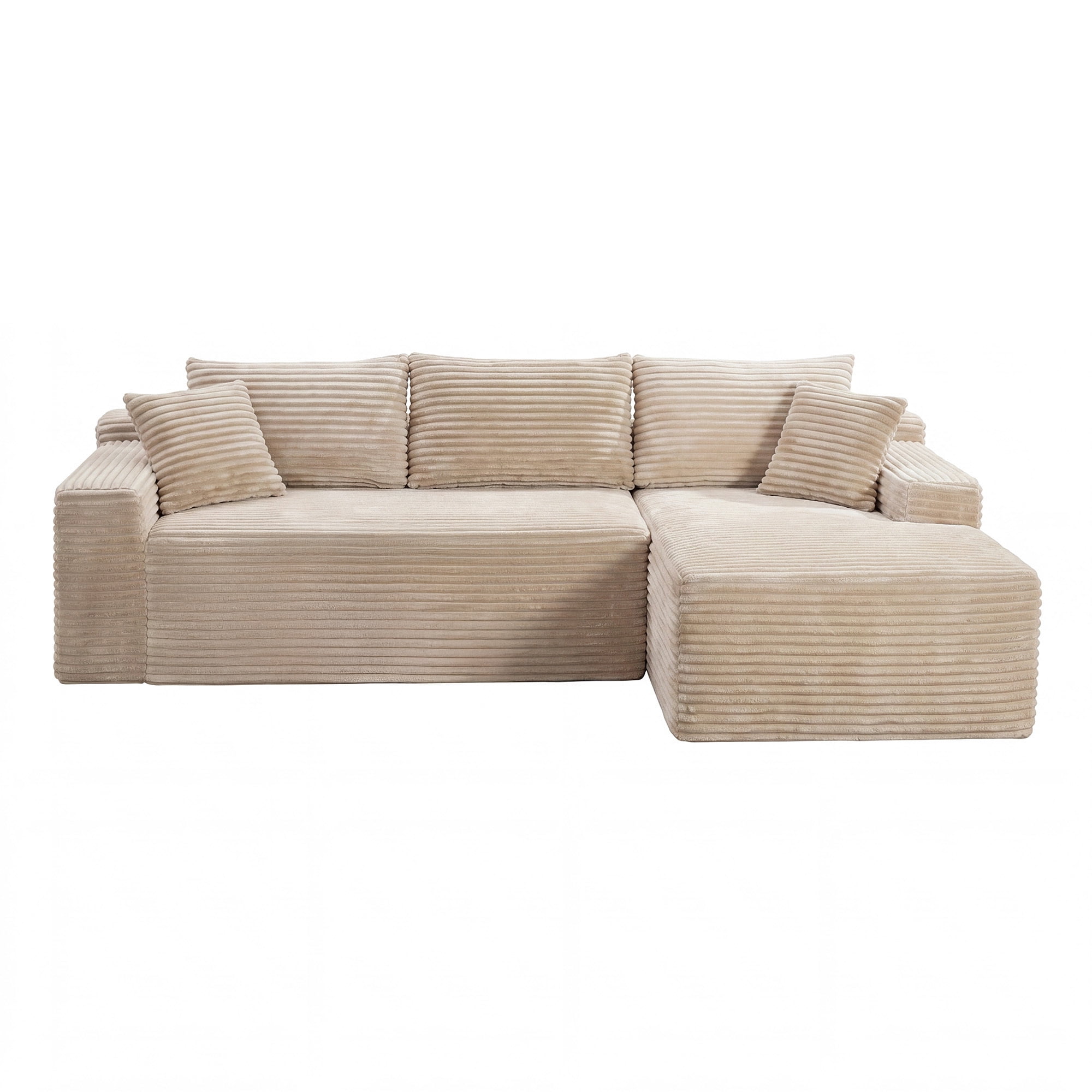 Leumius 106.3" Cloud Modular Sectional Sofa Couch with L-Shape Chaise,Modern Minimalist Upholstered Couches for Living Room Bedroom No Assembly Required Camel-R
