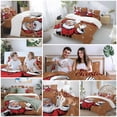 thumbnail image 5 of Merry Christmas Santa Claus Bedding Duvet Cover Set Full Size 4 Pieces Winter Snowflake Xmas Brown Bedding Set with Zipper Closure, 1 Comforter Cover 86x86 Inches 1 Flat Sheet & 2 Pillow Cases, 5 of 7