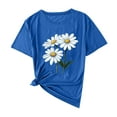 thumbnail image 3 of Women Print Tunic Top Cute Flower Graphic Tops Crew Neck Tee Shirt Slim Fit T-Shirt Dressy Trendy Blouses Summer 2025 Fashion Tees, 3 of 3