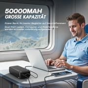 50000mAh 22.5W Fast Charging Power Bank, USB-C Quick Charge 3 Outputs 2 Inputs LED Display Portable Charger for most electronic devices on the market