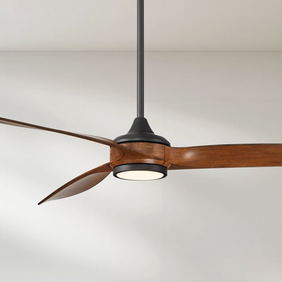 60" Casa Vieja Modern 3 Blade Indoor Ceiling Fan with Dimmable LED Light Remote Control Matte Black Koa for Living Kitchen House Bedroom Family Dining