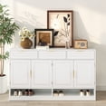 thumbnail image 2 of Hassch Sideboard Buffet with 3 Drawers and 4 Doors, 59" Accent Cabinet with Adjustable Shelf, Coffee Bar Cabinet with Side Hooks, Credenza for Kitchen, Dining Room, Living Room, White, 2 of 10