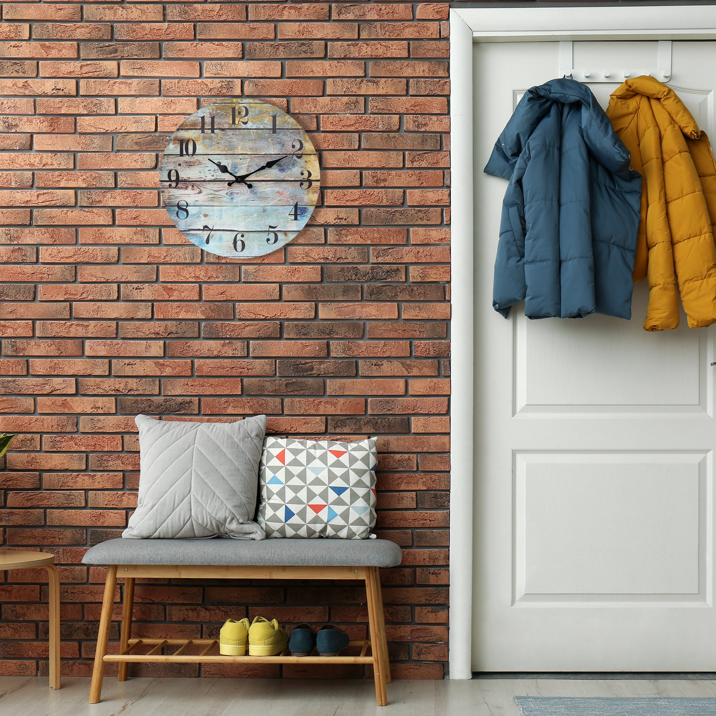 STONEBRIAR 18" Quartz Farmhouse Indoor Wall Clock, Easy Installation
