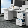 thumbnail image 2 of VividVibes 2 Drawer File Cabinet with Lock, Wood Grain White File Cabinet for Letter Size File Folders with Tabs, Mobile Under Desk File Cabinets for Home Office, Rolling Filing Cabinet Printer Stand, 2 of 9