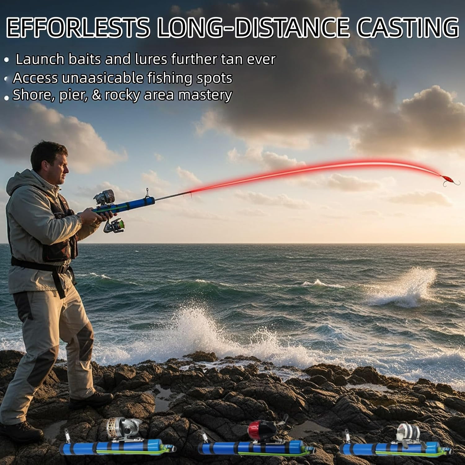Fishing Catapult Rod, 2026 Upgraded Catapult Fishing Rod, Professional Pole Shooting Hunting Lure Fishings Tools, Saltwater and Freshwater Great Gear for Outdoor Anglers Travel