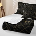 thumbnail image 4 of jejeloiu Retro Floral Bed Spread Queen,Diamond Print Queen Coverlet Set For Adults,Black Gold,3-Piece, 4 of 7