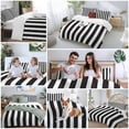 thumbnail image 5 of 3 Piece Black Striped Duvet Cover Set Twin Size, Microfiber Comforter/Quilt Cover with Corner Ties and 2 Pillowcases, Modern Farmhouse Black White Stripes All Season Soft Bedding with Zipper Closure, 5 of 8