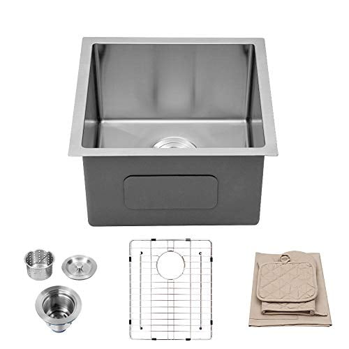 Bar Sink Undermount - Lordear 15 Inch Undermount Sink Bar Prep Sink Deep Single Bowl 16 Gauge R10 Tight Radius Stainless Steel Sink