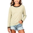 thumbnail image 3 of FSYBOA Girls Long Sleeve Shirts, Crew Neck Striped Fall Casual Kids Pullover Tops Size 9-10T, 3 of 8