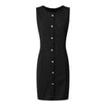 thumbnail image 4 of NIEWTR Womens Summer Dress Crew Neck Button Decoration Sleeveless Sundresses Work Casual Tank Dress(Black,S), 4 of 6