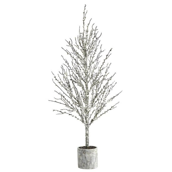 Nearly Natural 4ft. Snowed Twig Artificial Tree in Decorative Planter