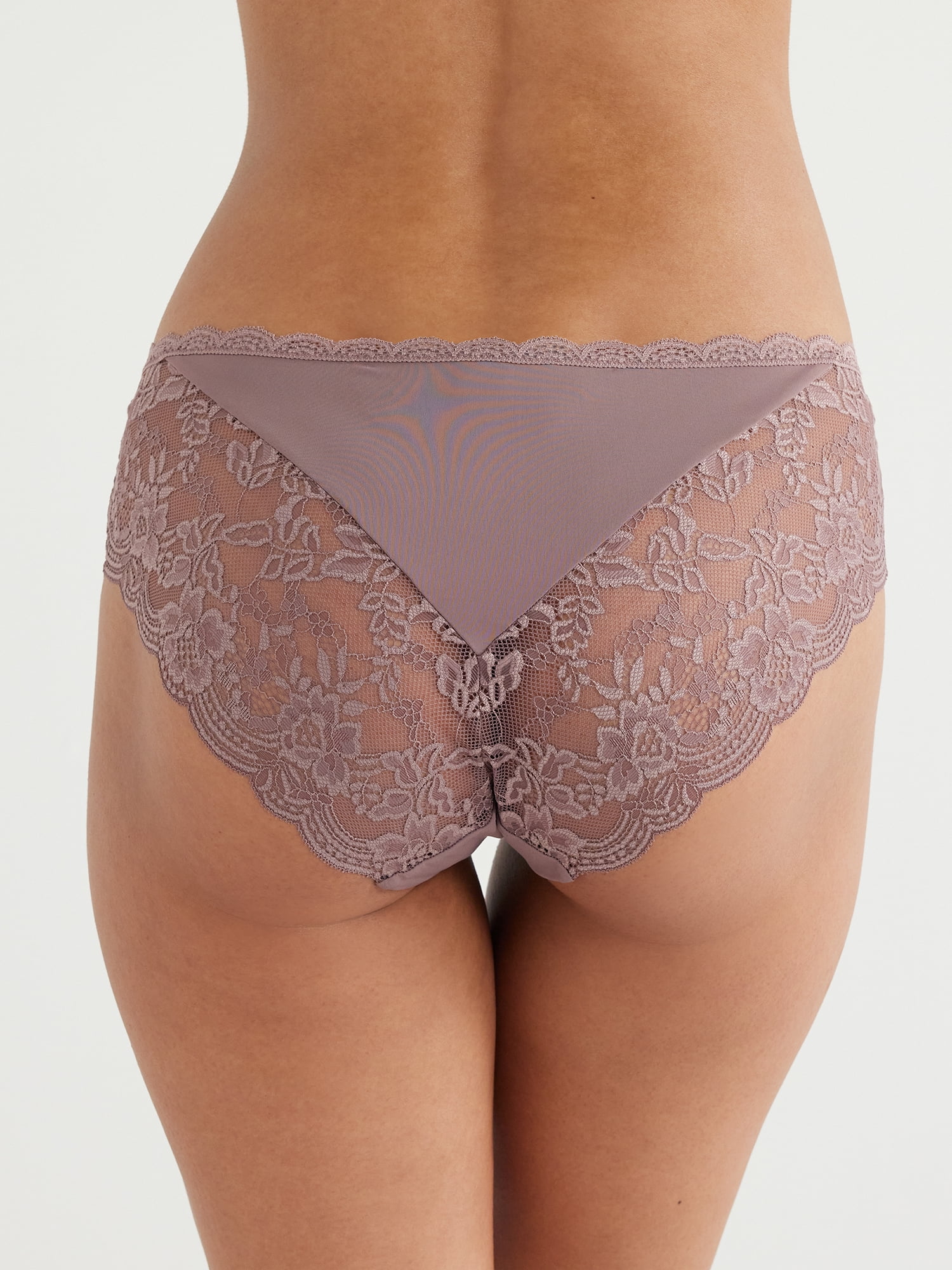 Joyspun Women's Microfiber and Lace Hipster Panties, 3-Pack, Sizes XS-3XL