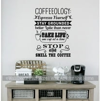 Kitchen Wall Decor Coffeeology Quote Expresso Yourself Decal Sticker Coffee Phrases 28x23-Inch Black