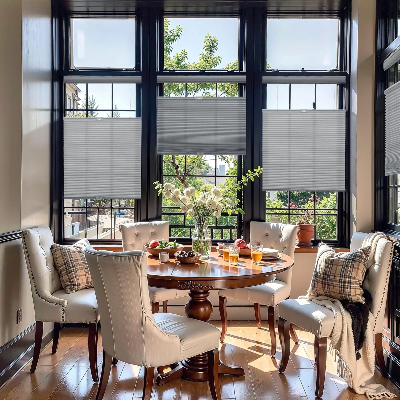 Keego Top Down Bottom Up Shades Cordless Cellular Blindss Double Single Cell Window Blinds Light Filtering Honeycomb Shades Thermal Insulated Blinds(Gray Sheen-Light Filtering, 51"W x 78"H)
