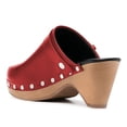 thumbnail image 3 of YDN Women Classic Closed Round Toe Mules Platform Mid Heels Slip On Buckle Strap Studded Sandals Casual Party Daily Outfit Shoes Size 7 Red, 3 of 4