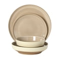 thumbnail image 4 of Gibson Elite Octavia Place 16 Piece Stoneware Dinnerware Set, Service for 4, Coupe Modern Plates & Bowls, Reactive Glaze Finish, Taupe, Microwave & Dishwasher Safe, 4 of 14