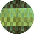 thumbnail image 1 of Ahgly Company Indoor Round Abstract Turquoise Blue Modern Area Rugs, 5' Round, 1 of 4