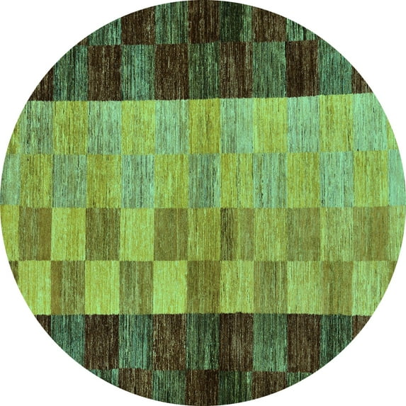 Ahgly Company Indoor Round Abstract Turquoise Blue Modern Area Rugs, 5' Round