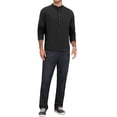 thumbnail image 2 of INSPIRE CHIC Men's Henley Shirt Long Sleeve Solid Color Button Placket Pullover Top L Black, 2 of 5